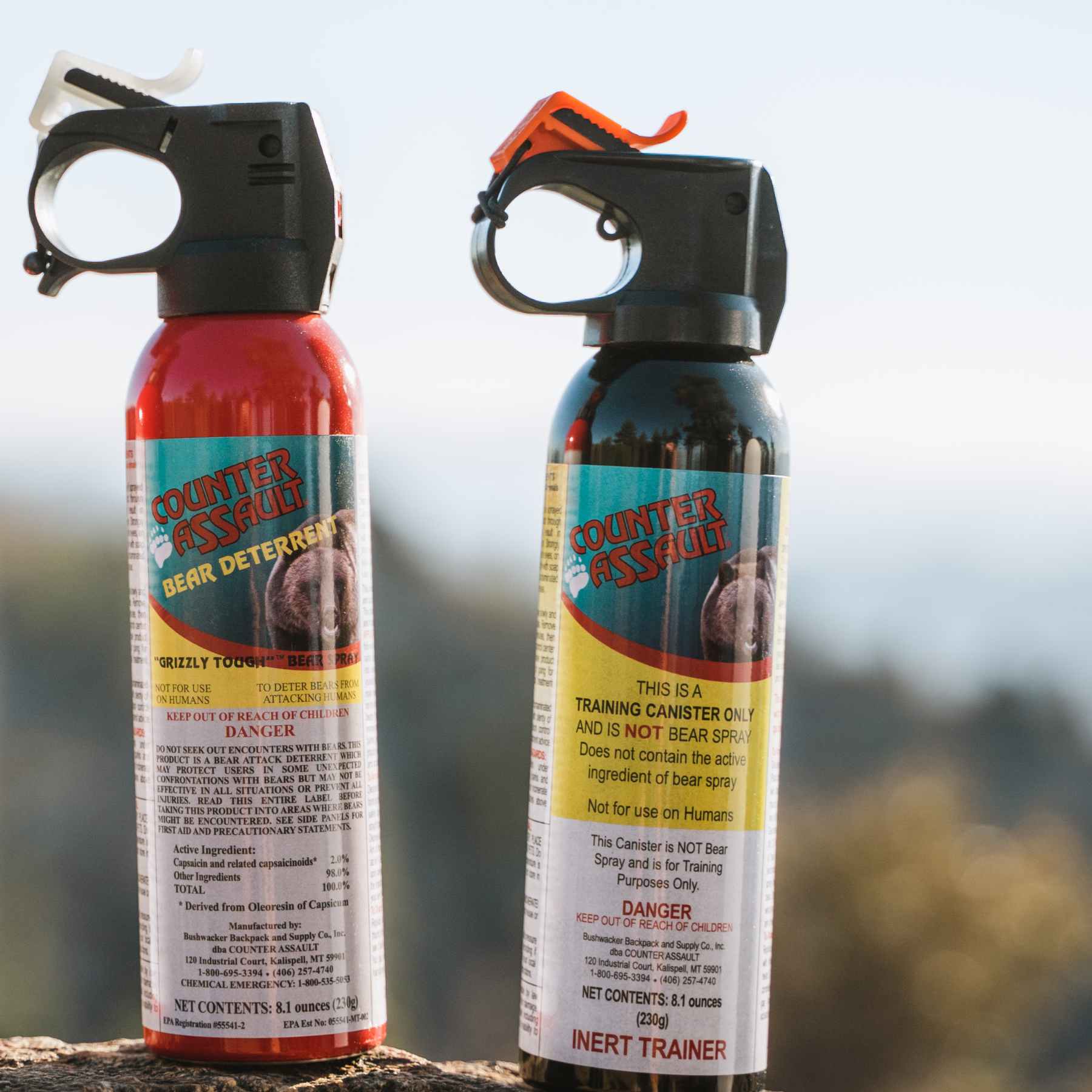 A training canister and a Counter Assault bear deterrent spray