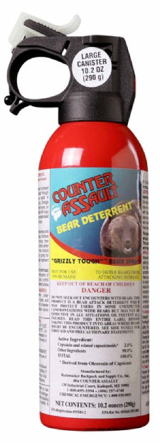 Counter Assault bear spray can.