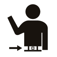 Person with belt and arrow pointing to belt