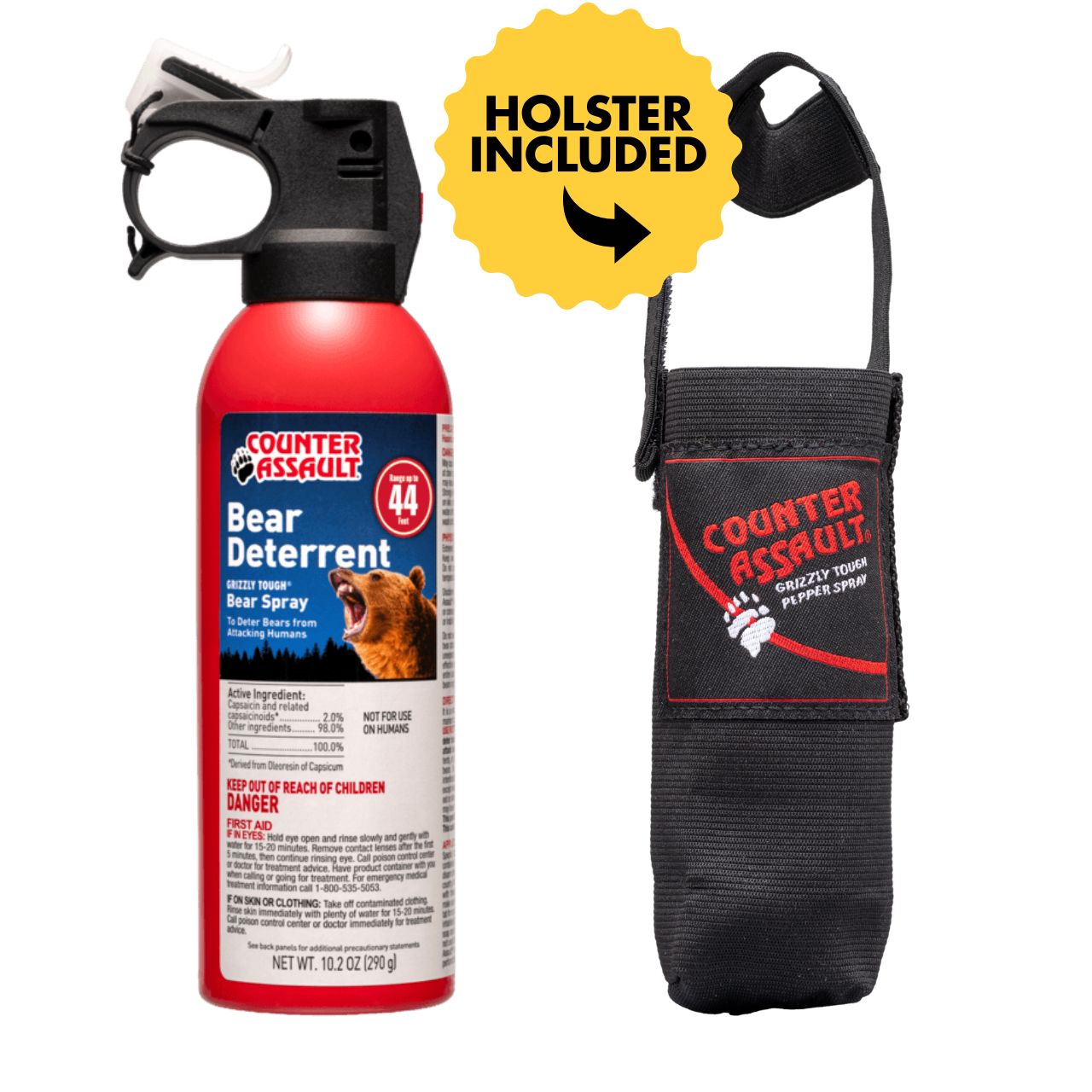 Counter Assault 10.2oz Can with Holster and message "Holster Included"