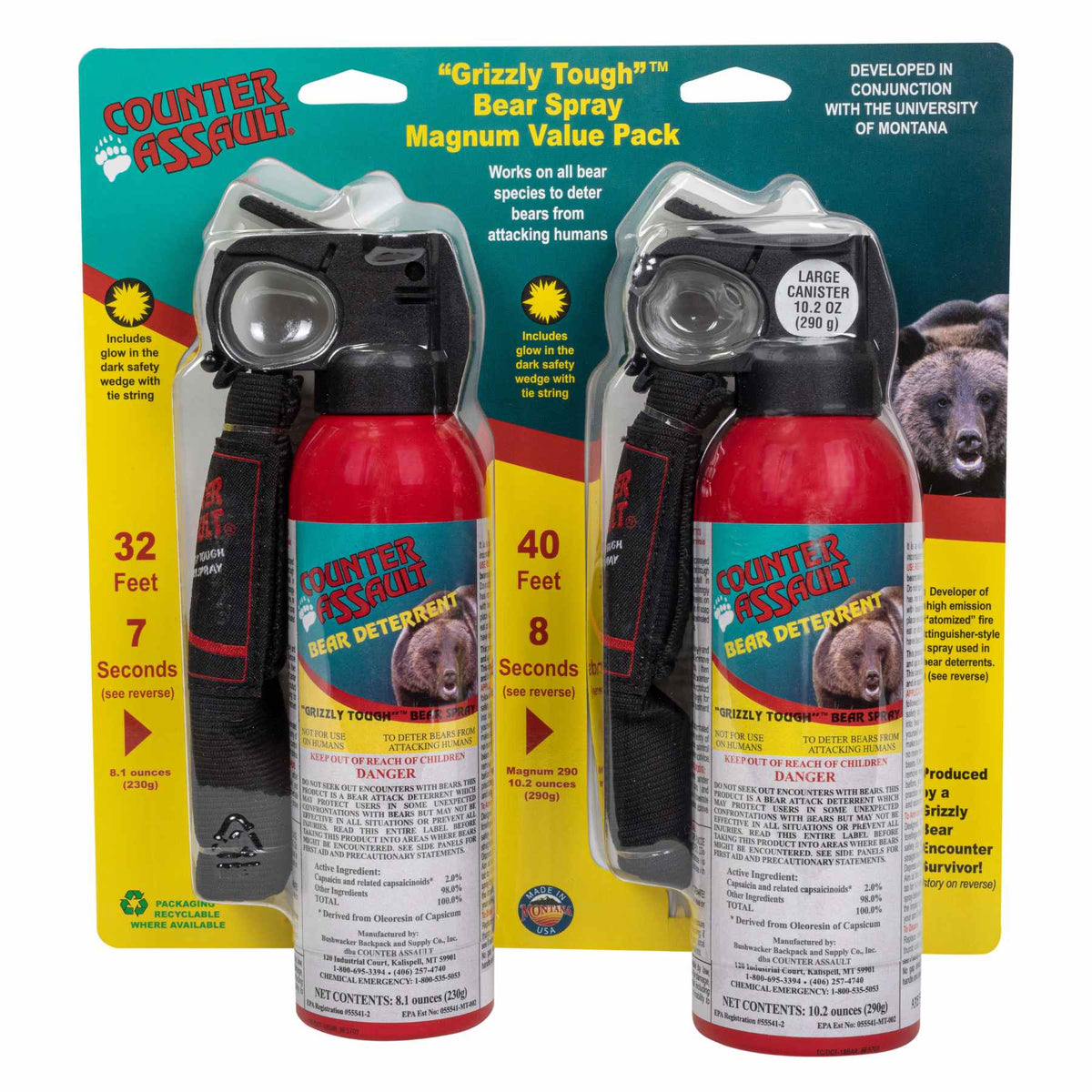 8.1 oz. and 10.2 oz. Bear Spray Combo Pack Counter Assault