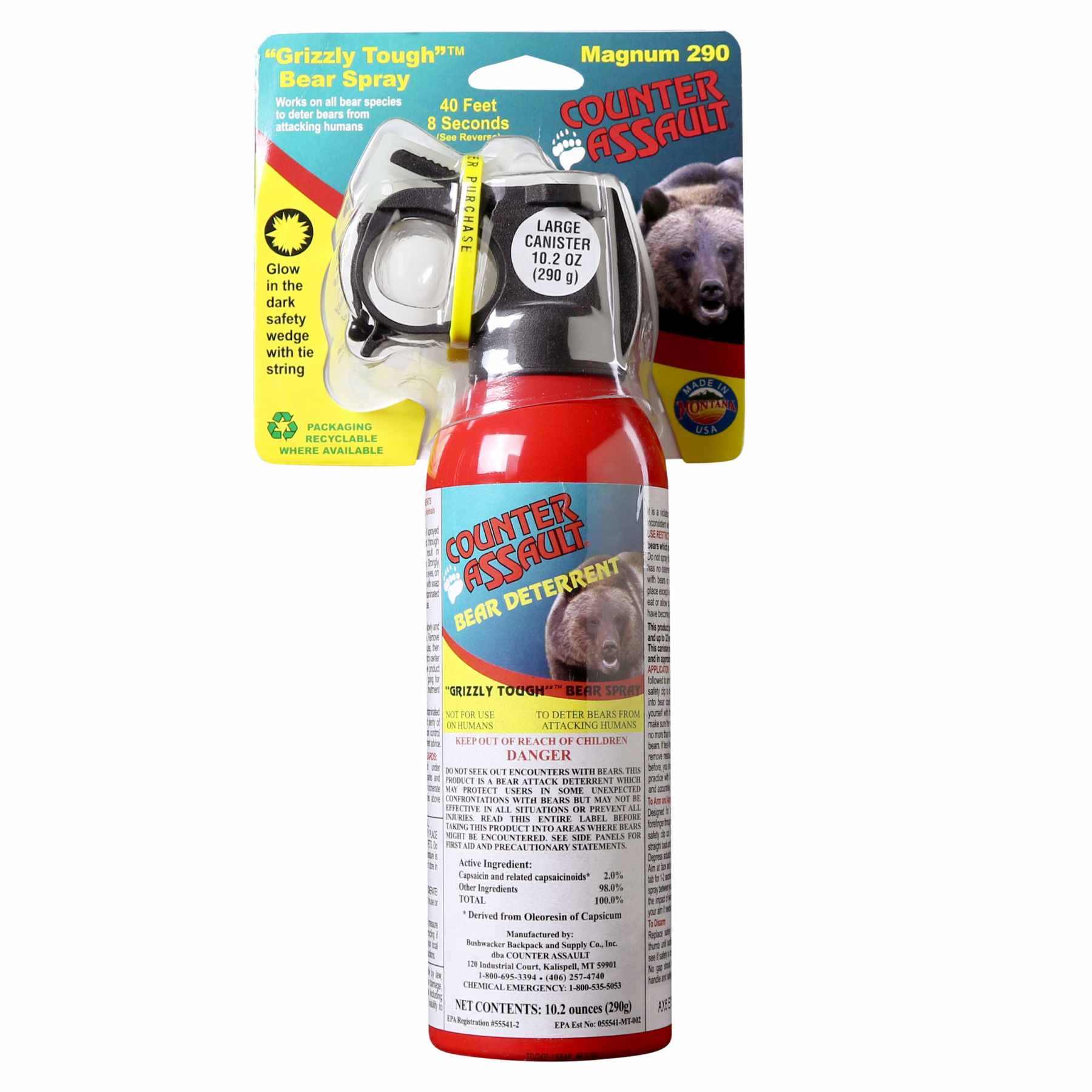Large canister of Counter Assault bear deterrent spray 
