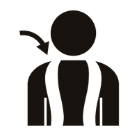 Person with backpack and arrow pointing to strap