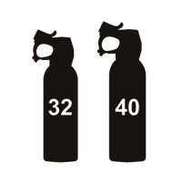 Black outline of the 32 oz and 40 oz bear spray canisters