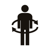 Person with arrows around front and back